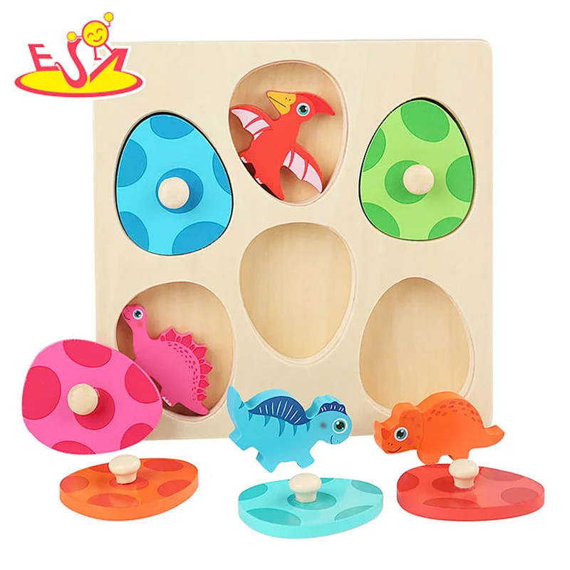 Customize Educational Multi-layer Wooden Dinosaur Egg Puzzle Toy For Kids W14M341